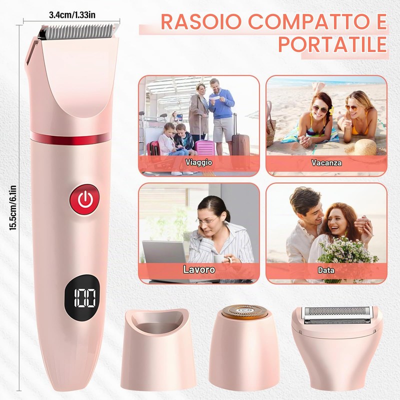 Bwaliffury Rasoio Elettrico Donna, Rasoio Donna Inguine Elettrico, Rasoio Elettrico