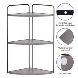 Forest Angle Bathroom Counter Organizer,Countertop Organizer,Vanity Organizers,Bathroom Storage,Bathroom Sink Caddy,Counter Shelf,Corner Counter(Black-Grey)