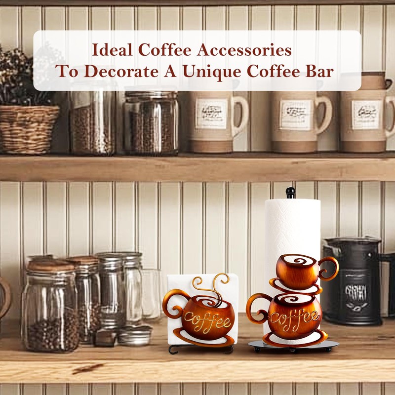 Standing Paper Towel Roll Holder Countertop for Coffee Lovers Women