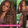 MXTQO Honey Blonde Deep Wave Lace Front Wigs Human Hair