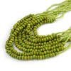 Avalaya Olive Wood and Salad Green Glass Bead Multistrand Necklace