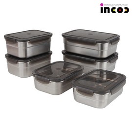 Incock Stainless Steel Sealed Container Set No. 07 / 인콕 스텐콕 스텐밀폐용기 세트 07호