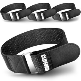 CLIFFORD Elastic Velcro Bands, Pack of 4, 50 mm, Extra Wide, for Bicycle, Garage, Storage, Trouser Protection etc., Packing Strap, Velcro Strap Wide, Velcro Cable Ties
