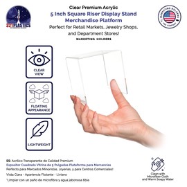 Marketing Holders 5" Clear Plexiglass Pedestal Lucite Acrylic Display Risers Jewelry Showcase Glorifier Mantel Arrangement