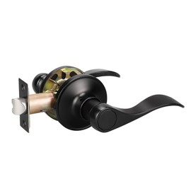 KNOBWELL Matte Black Keyless Interior Door Handles Closet Door Handle, Classic Passage Door Lever Indoor Use for Hallway and Closet, Door Levers for Left/Right Handing