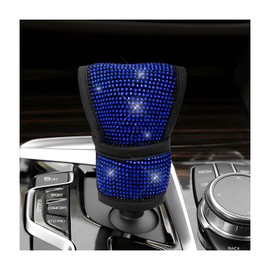 ZNDAW Bling Auto Gear Shift Knob Cover, Rhinestone Glitter Shifter Stick Protector for Girls Women, Sparkly Diamond Transmission Gear Shift Lever Knob Cover for Cars Trucks SUVs (Blue)