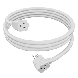 2-Outlet Extension Cord 2 FT, Pigtail 3 Prong Extension Power Cable, 45 Degree Plug Design, 16/3 Gauge Cold with Extra Socket on Plug, 13A 1625W 16AWG, Outlet Saver, Power Splitter, ETL Listed, White