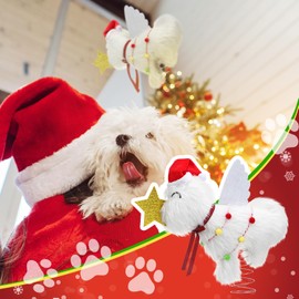 JellyArch Dog Christmas Tree Topper with Hat Glitter Star Wings Christmas Tree Topper Decoration Dog Angel Tree Topper with Wings Decor Ornament Plush Doggie Lover Gift Ideas Puppy Decor for Holidays