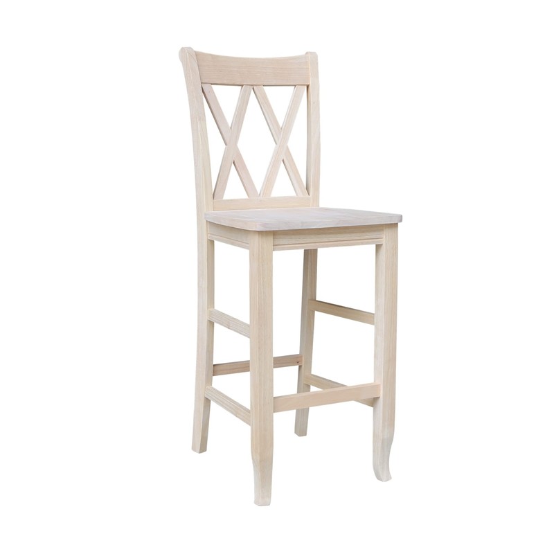 IC International Concepts Double X-Back Bar Height Stool Solid Wood,