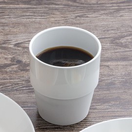 Rebirth Basic Stacking Cup, Set of 4, Cup, 9.5 fl oz (280 ml), Plastic, Made in Japan, Lightweight, Crack-Resistant, Dishwasher Safe (White)