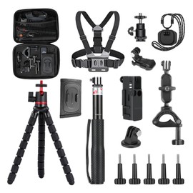 NEEWER Basics 16 in 1 Accessories Kit Compatible with DJI OSMO Pocket 3, Mini Tripod Selfie Stick Chest Strap Magnetic Neck Mount Extension Adapter Mountaineering Cycling Dual Cam Vlog, GP-52