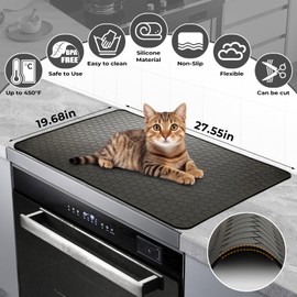 Stove Top Covers for Electric Stove, 27.55" x 19.68" Silicone Stove Cover,Foldable Ceramic Glass Electric Stove Top Cover, Dish Drying Mat to Prevent Scratching (Black)