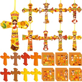 Watersay 48 Set Religious Cross Craft Kit Christian DIY Paper Crafts Make Your Own Hanging Ornament Crafts for Sunday School VBS Church Classroom Art Project Home Activities