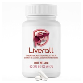 Suplemento para Bienestar Hepático L-Metionina Cardo Mariano LIVERALL | Extracto de Alcachofa, Lecitina de Soya, 60 Cápsulas de 500 mg, Ingredientes de Origen Vegetal, Hecho en México