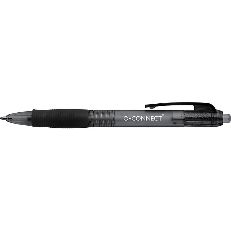 Q-Connect Retractable Ballpoint Pen Medium Black (Pack of 10)