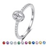 ReBest Thin Stackable Rings with April Birthstone for Women (Size