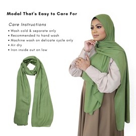 HEADED SOMEWEAR Modal Hijab for Women | Headscarf for Women | Hijabs for Women Muslim | Fashion Hijab Scarf (Moss Green Modal - Plain Hijab)