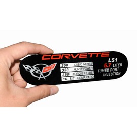 1Pc C5 Corvette Spec Data ID Metal Plate Consoler Emblem 3D Badge Nameplate LS1 350HP 2001-2004 Replacement for Corvette
