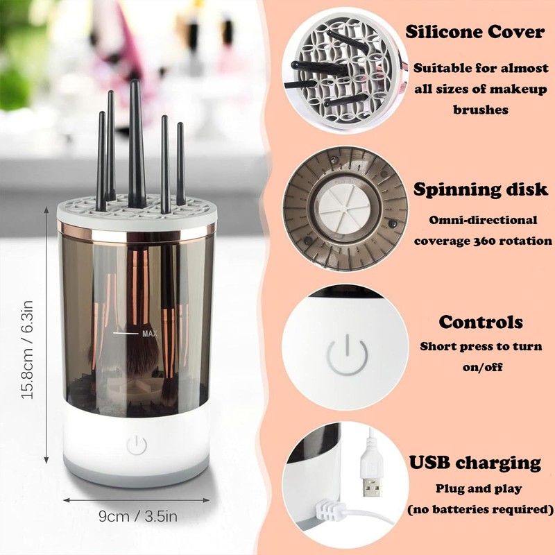 Makeup Brush Cleaner Machine, Portable Electric Makeup Brush Cleaner, Efficient