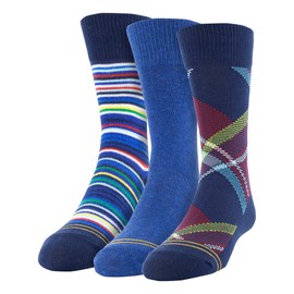 Gold Toe Boys' Little Bohemian Plaid Crew Socks, 3 Pairs, Navy/red/Heather Blue, Shoe Size: 9-2.5
