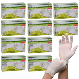 KLEEN CHEF Bulk Disposable Latex Gloves 1,000 Pcs Count, Powder Free Latex Gloves, Cleaning and Food Prep Gloves, Food Safe Plastic Gloves, X-LARGE