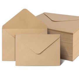 AiQlnu Pack of 100 Envelopes, 80 g/m² Kraft Paper Envelopes Made of Brown Vintage 12.5 x 17.5 cm, for Birthday Cards, Wedding Invitations, Invitations, Christmas Cards