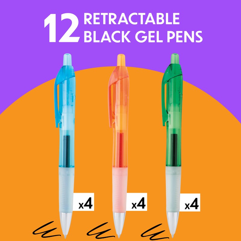 BIC Intensity Clic Black Gel Pens, Medium Point (0.7mm), 12-Count