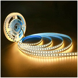 Tesfish 12 V LED Strip Light, Warm White 3000 K 5 m LED Strip Light 10000 LM Super Bright SMD 5050 IP20 Total 600 LEDs LED Strip LED Light Strip for Bedroom, Kitchen, Advertising Decoration