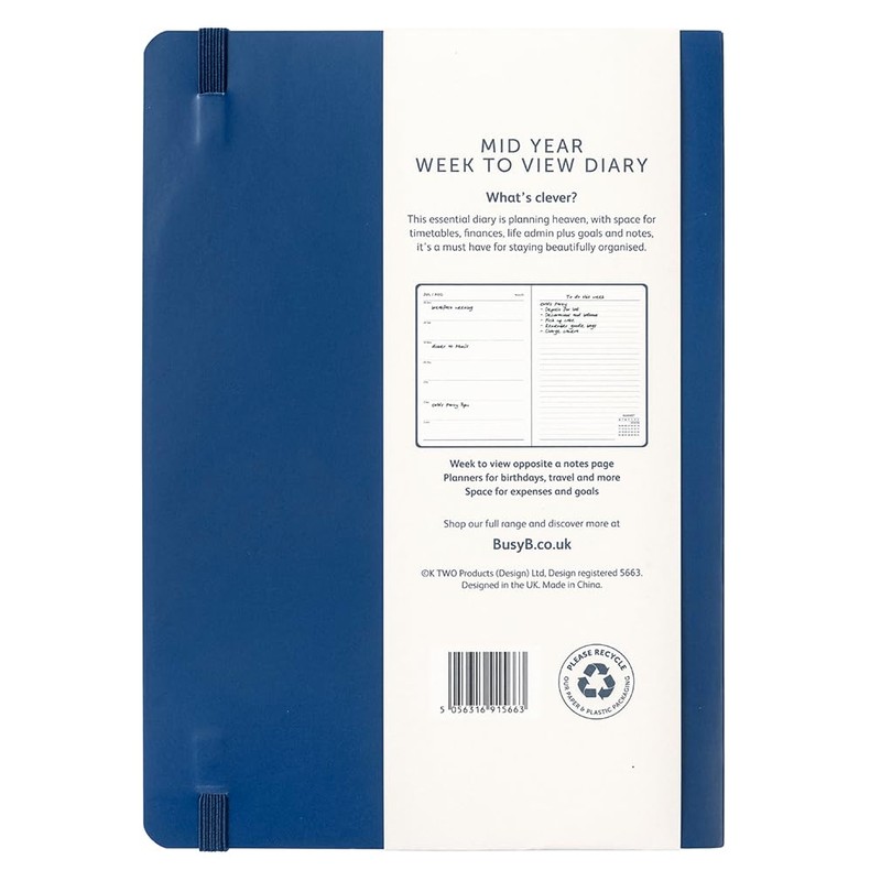 Busy B A5 Week-to-View Diary - Mid-Year Academic Planner- Aug