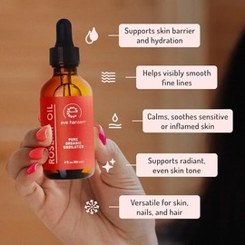 USDA Certified Rosehip Oil for Face 2 oz - Moisturizing Oil for Skin, Hair, Nails - Face Oil and Body Oil to reduce fine lines/wrinkles, acne scars, dark spot removal - Eve Hansen