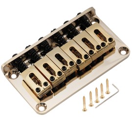 Musiclily Pro 52.5mm Modern Hardtail Fixed Bridge for Strat Tele Style Electric Guitar, Gold
