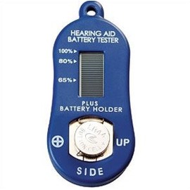 Hearing aid battery tester with spare battery Compartment