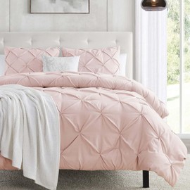 Nestl California King Duvet Cover Blush - Soft Double Brushed Duvet Set with Button Closure & Corner Ties, 3 Piece Luxurious Pinch Pleated Duvet Cover Set 104x98 Inches with 2 Pillow Shams