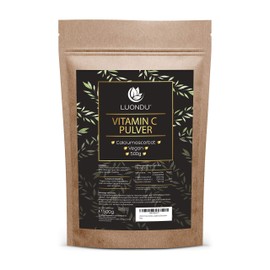 Vitamin C Powder High Dose 500 g Natural Calcium Ascorbate from Vegetable Fermentation & Buffered (pH Neutral, Acid-free and Stomach-Friendly) - Laboratory Tested - Vegan - No Unwanted Additives