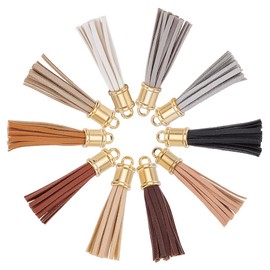 PH PandaHall 10pcs Leather Tassels 10 Colors Imitation Leather Tassel Pendant 3" Keychain Tassel Decorative Tassel Charm with Loop Bookmark Bracelet Keychain Phone Strap DIY Crafts
