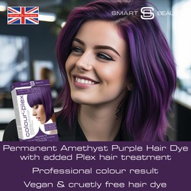 Amethyst Purple Hair Dye Permanent with Anti-Breakage Plex Hair Care, Vegan Hair Dye & Cruelty-Free, 100% Grey Coverage, Warm Brown Hair Colour, For All Hair Types. Smart Beauty (Pack pf 3)