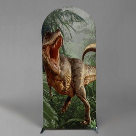 NIVIUS PHOTO Dinosaur Arched Backdrop 2.5x6ft Arch Wall Covers Stretchy Photography Background for Birthday Party Decoration