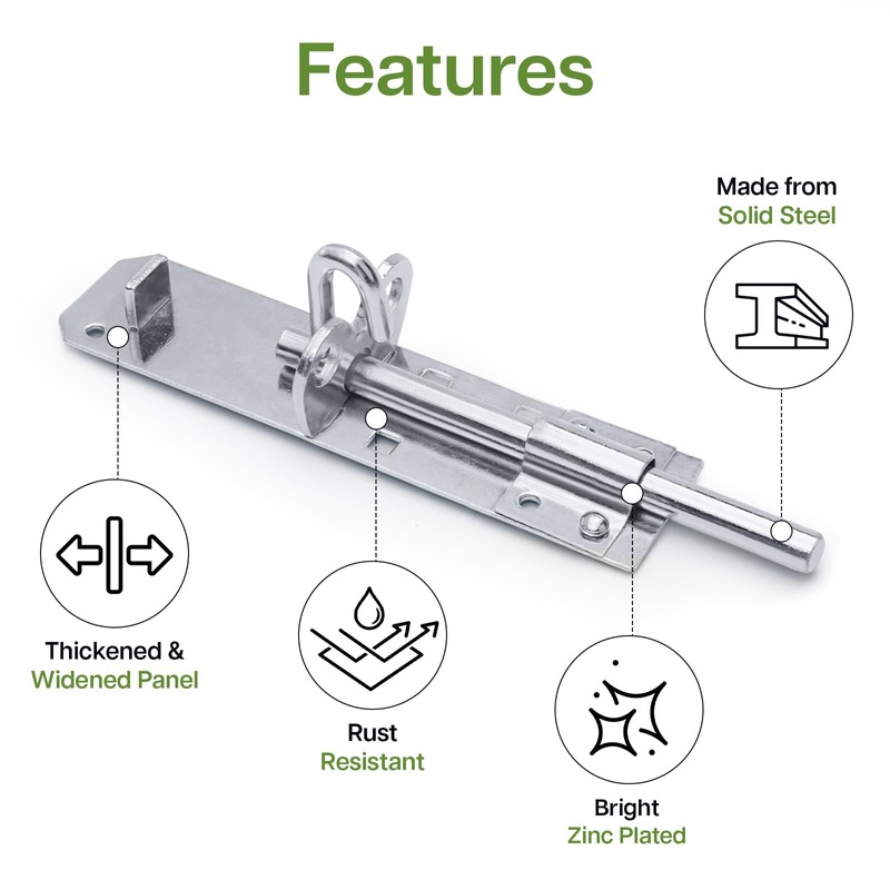 Galvanised Brenton Bolt Sliding Door Lockable Padbolt – 6" (152mm)