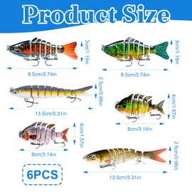 Multi-Jointed Swimbait Fishing Lures Kit, Realistic Swimming Action Saltwater/Freshwater Bass Trout Walleye Bait with Sharp Treble Hooks Top Water Slow Sinking Design