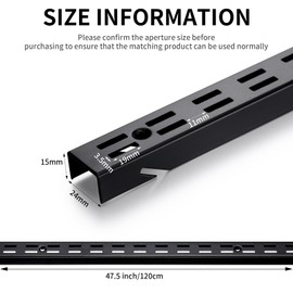 MorningRo 12 Pcs Shelf Rails Bracket Track 47.5 Inches Upright Closet System Hardware Adjustable Wall Standard Shelf Standards for Pantries, Linen Closets, Laundry Rooms, Utility Rooms (Black)