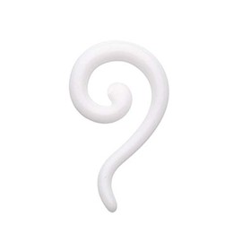 Covet Jewelry Claw Hook Acrylic Ear Gauge Spiral Hanging Taper (4 GA (5mm), White)