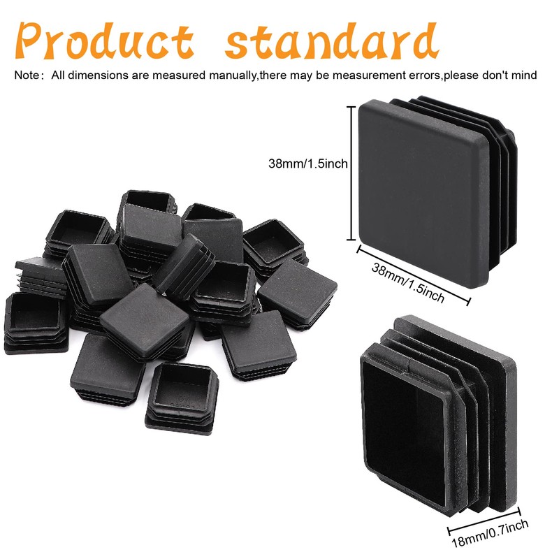 20pcs 1-1/2 inch Steel Pipe Plastic Plug,Pipe Tubing End Cap,Plastic