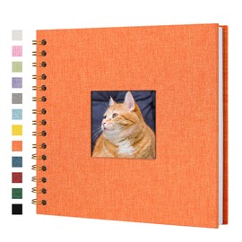 Yopih Photo Book Scrapbook with Linen Cover, 20 x 20 cm Hard Cover with White Kraft Paper Pages, for Travel, Wedding, Guest Book, Christmas, Baby Shower (20 Sheets/40 Pages)