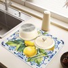 Lemon Italian Tile Blue E Dish Drying Mats for Kitchen