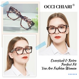 OCCI CHIARI Large Reading Glasses 1.0X Womens Readers Square Glasses(Tortoise 1.0 1.25 1.5 1.75 2.0 2.25 2.5 2.75 3.0 3.5 4.0 5.0 6.0)