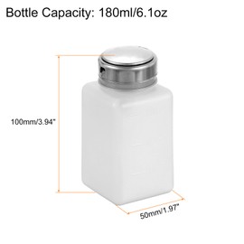 HARFINGTON Solvent Alcohol Dispenser 180ml(6.1oz) Nail Polish Remover Push Down Liquid Dispenser Pump Bottle with Stainless Steel Press Head for Acetone Cleanser Polish Remover, White