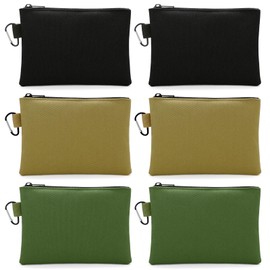 Faylapa 6 Pack Canvas Tool Pouch, Metal Zipper Bag, Oxford Tool Bags, Waterproof Utility Tool Organizer, Multipurpose Storage Organizer Tool Pouches with Carabiner for Tools, Pencil Pouch, 8.3"x5.5"