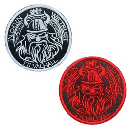 Set of 2 Norse Viking God Viking God Morale Compatible with Velcro Patches Viking Pirates Viking Head Helmet Viking Odin Skull Morale Patch for Bag Backpack Caps Dog Vest Collection