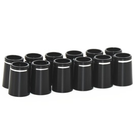 AmxKepoda 12pcs Premium Golf Iron Ferrules Black with Single Silver Ring Golf Club Ferrules For .370 Shaft Taper Tip Iron 9.5X19X13.5mm