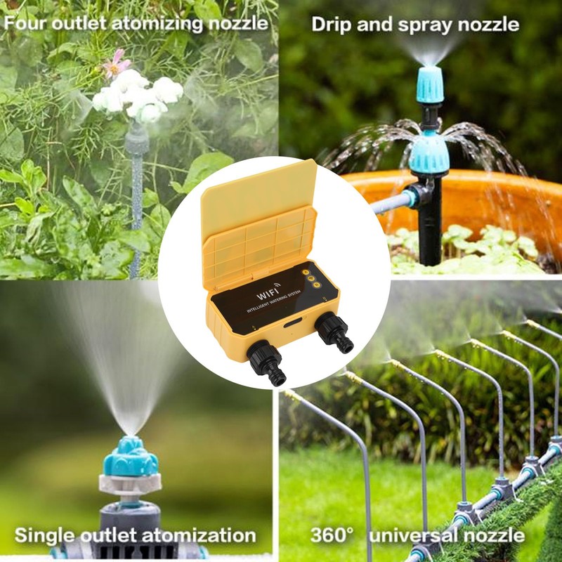 Smart WiFi Solar Irrigation Controller with Rain Sensor, Automatic Garden